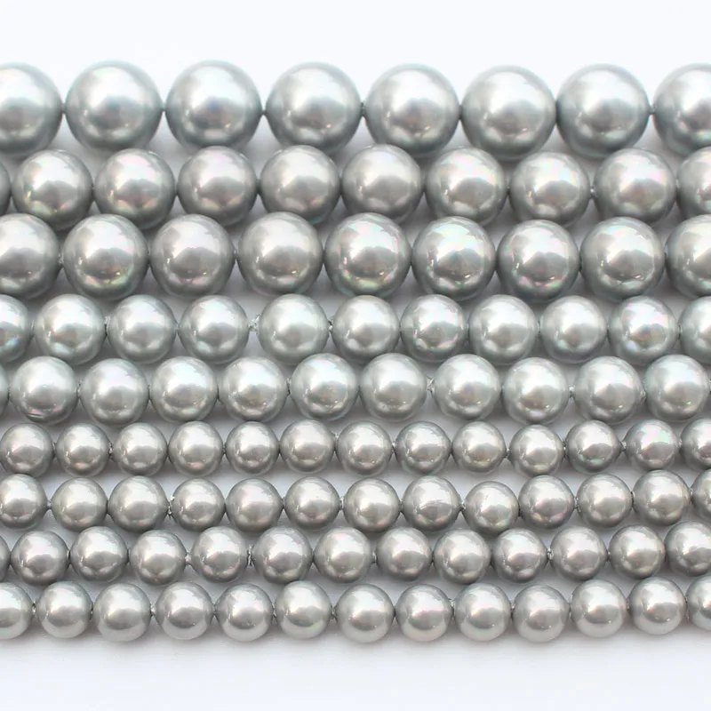 Gray Shell Pearl 6-14mm Round Loose Beads 15