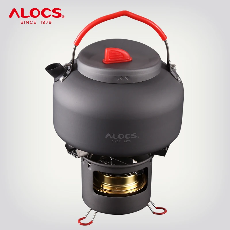 ALOCS K04PRO Outdoor Camping 1.4L Water Kettle Teapot Cooking Set Cookware Alcohol Stove Spirit Burner Support Stand Hiking