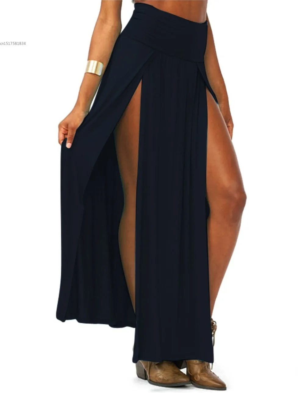 2023 New Arrival High Waisted Sexy Womens Double Slits Summer Solid Long Maxi Skirt Wholesale 51 Valentine's Day Gifts