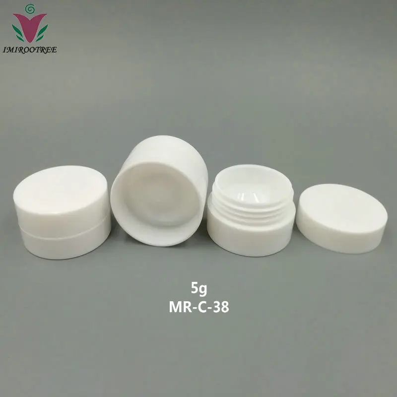 Free Ship 25PCS Cheap 5ml 5g PP Plastic White Cream Jar Small Cosmetic Powder Container for Beauty Cosmetics Sample Packaging