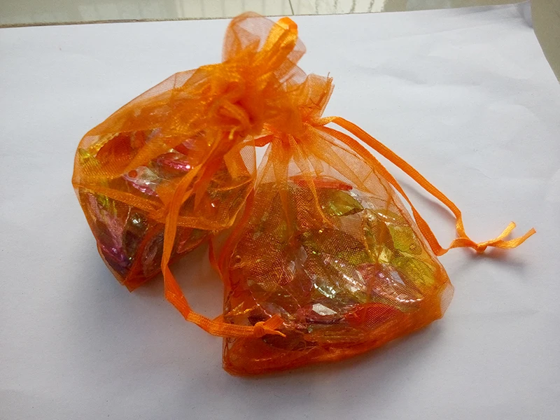 500pcs 10*15 Orange gift bags for jewelry/wedding/christmas/birthday Organza Bags with handles Packaging Yarn bag