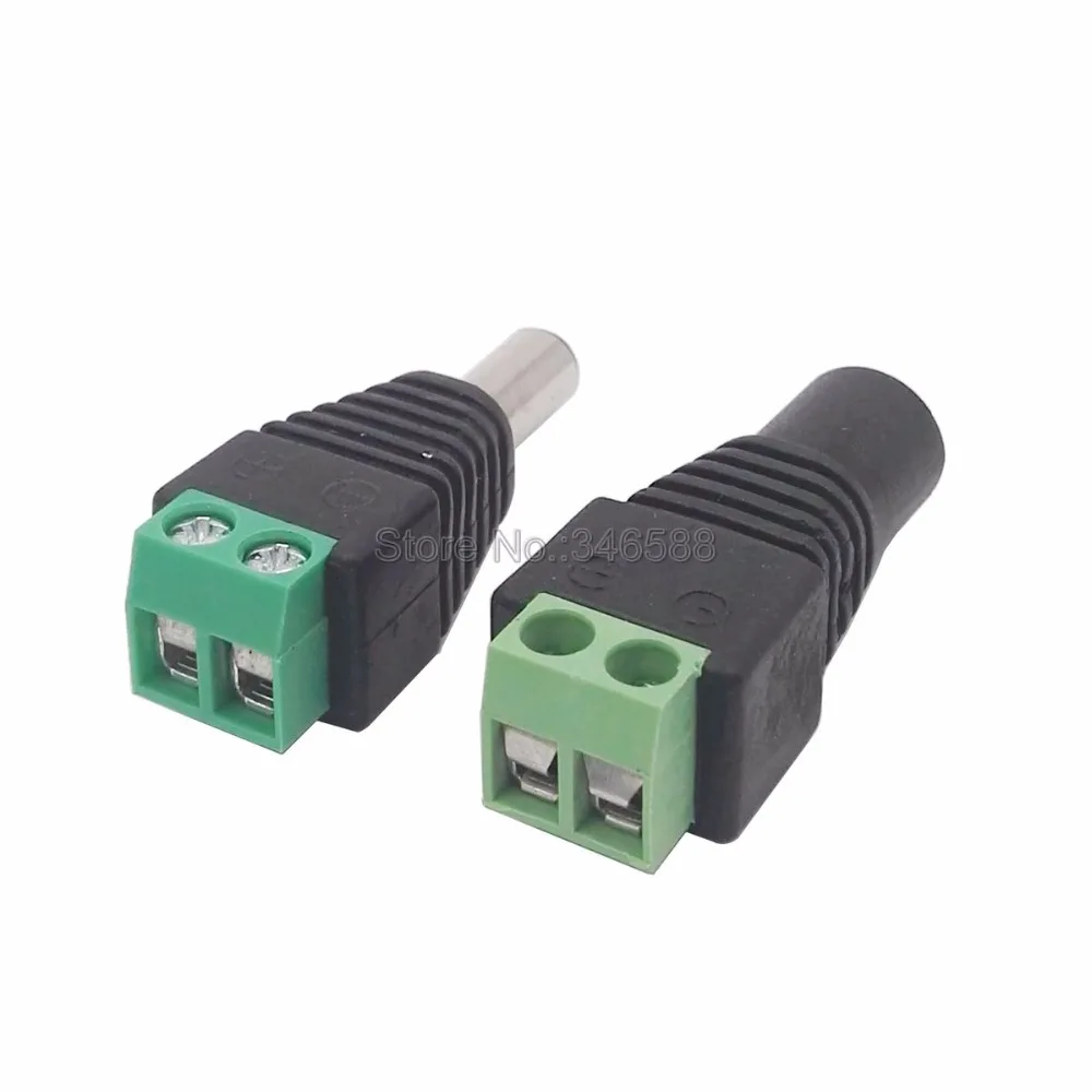 5pcs/lot DC Connector for LED Strip Free Welding LED Strip DC 5.5*2.1mm Male or Female Adapter Connector with Screw image 2