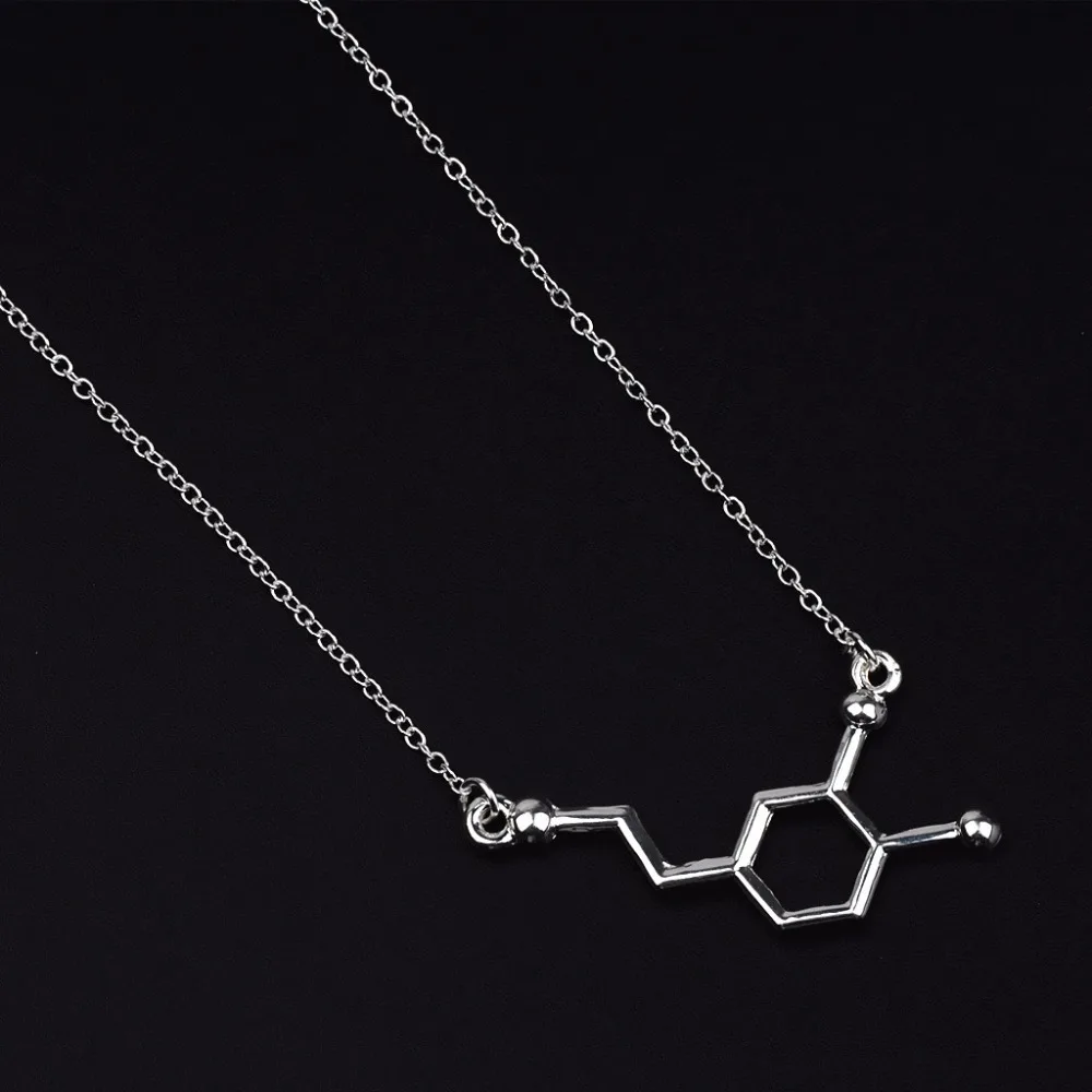 JUCHAO Dopamine Molecule Necklace Chemical Formula Hormone Serotonin Molecules 5-ht Pendant Necklaces Nurse Jewelry