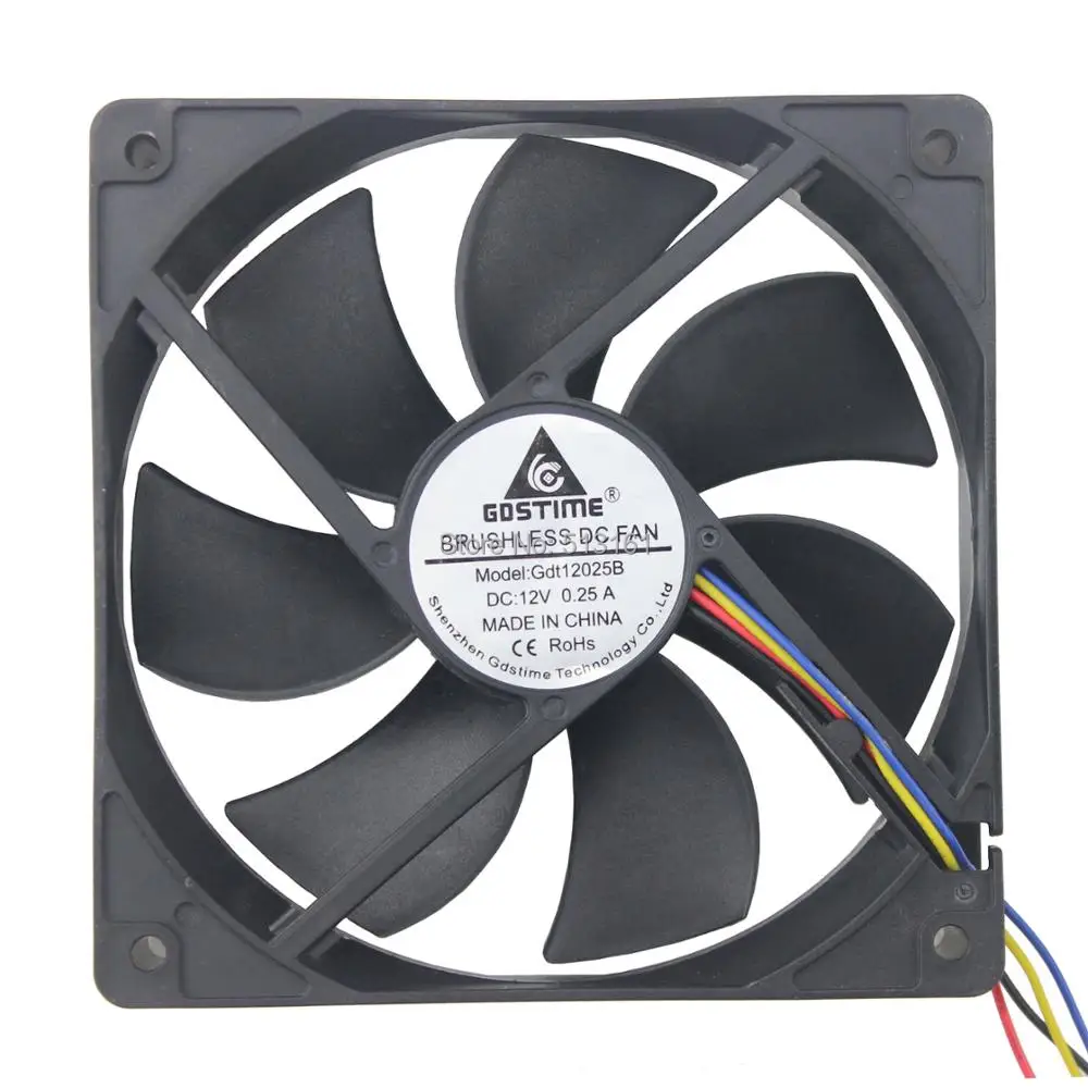2 PCS Gdstime 120mm 120x120x25mm 12cm DC 12V 4Pin PWM Computer Cooling Cooler Fan