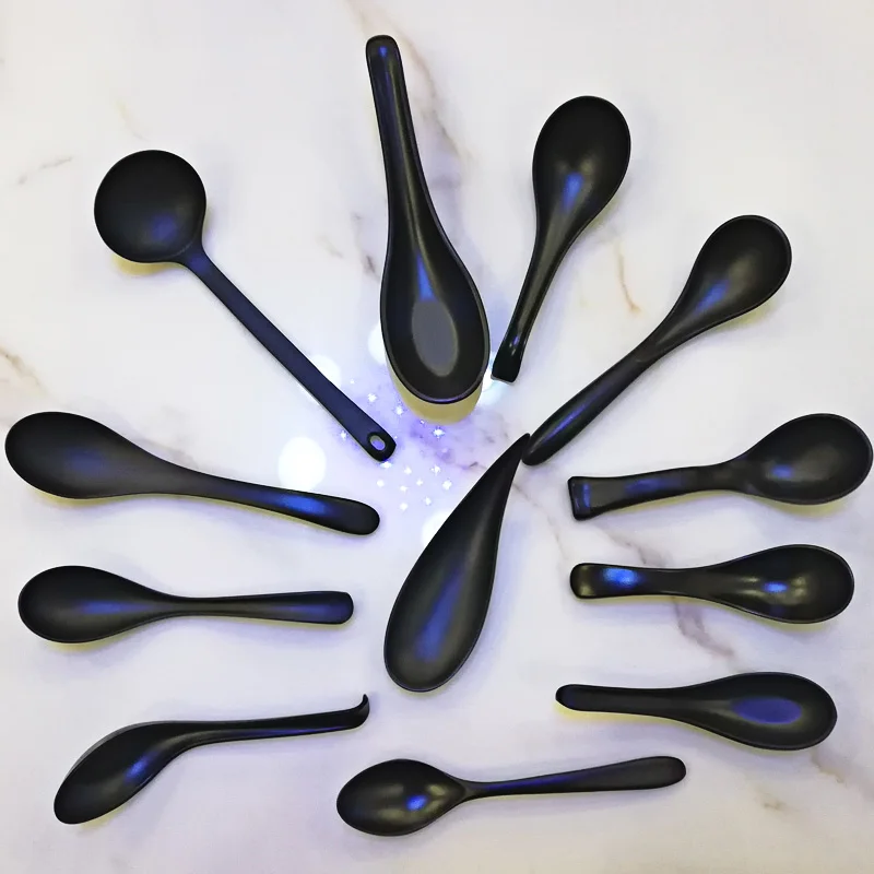 Melamine Dinnerware Black Frost Soup Spoon Turtle Shell Spoon Restaurant Household Melamine Spoon A5 Melamine Tableware