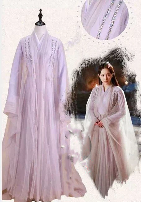 Light pink or purple Fairy Women's Costume Forever Love for Three Times of Incarnations in Ten Miles of Peach Blossom Bushes