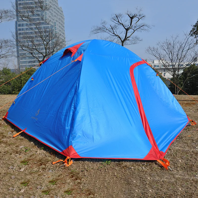 4 people  outdoor traveling living tent rainproof  8.5mm aluminum poles Orange/Blue  hiking climbing trekking camping tent