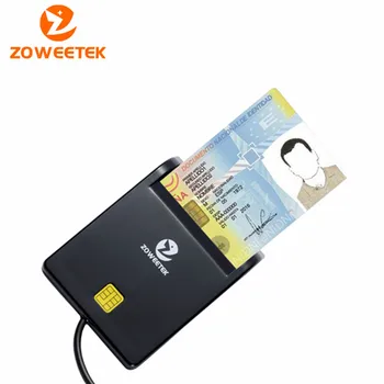 Zoweetek 12026-1 Kolay İletişim EMV USB Akıllı Kart Okuyucu CAC Ortak Erişim Kart Okuyucu Adaptörü ISO 7816 SIM/ATM/IC/ID Kartları