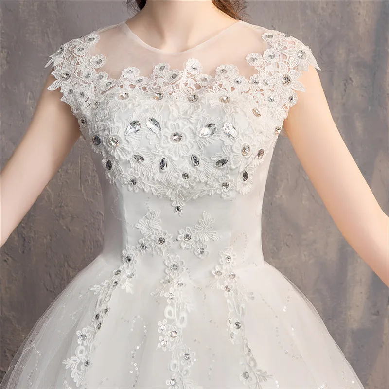 Ezkuntza 2024 Diamond Wedding Dress O-neck Beading Ball Gown Simple Cheap Wedding Dresses Princess Vintage Wedding Customized