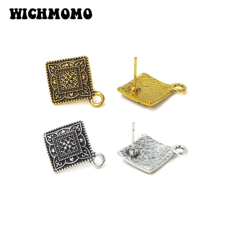 New 6pcs 18*22MM Zinc Alloy Retro Gold Rhombus Earring Base Earring Connectors for DIY Jewelry Accessories