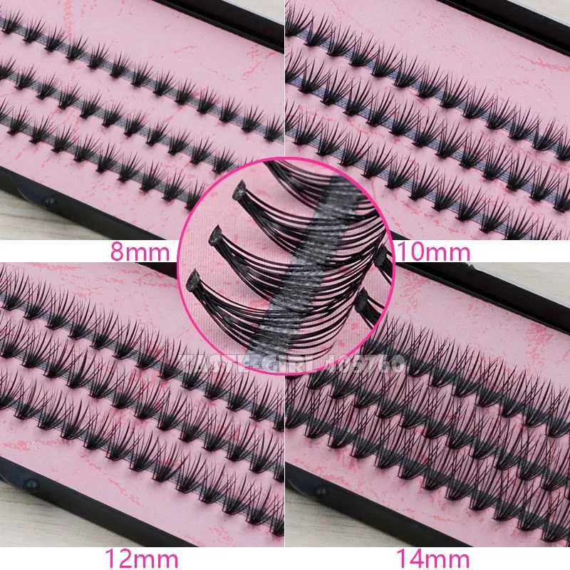 4 packs/lot Pro 57 Knots 20 Hairs Black Individual False Eyelashes Eye Lash Makeup Extension Kit 8mm 10mm 12mm 14mm L1620#