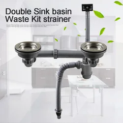 Talea Double Sink basin Waste Kit strainer with hose Drainage System Basket Drain Set Drain Pipes Kitchen Fixtures