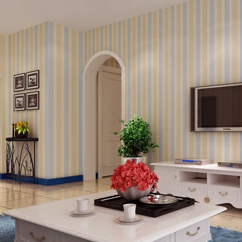 beibehang blue vertical stripes Wallpaper Roll Striped wallpapers for living room bedroom wall papers home decor roll