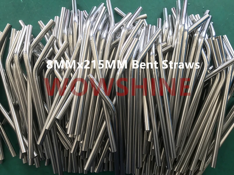 WOWSHINE Free shipping1000pcs/lot Bent Metal drinking straw food grade 8MMx215MMx0.55MM rust free 18/8 FDA LFGB passed