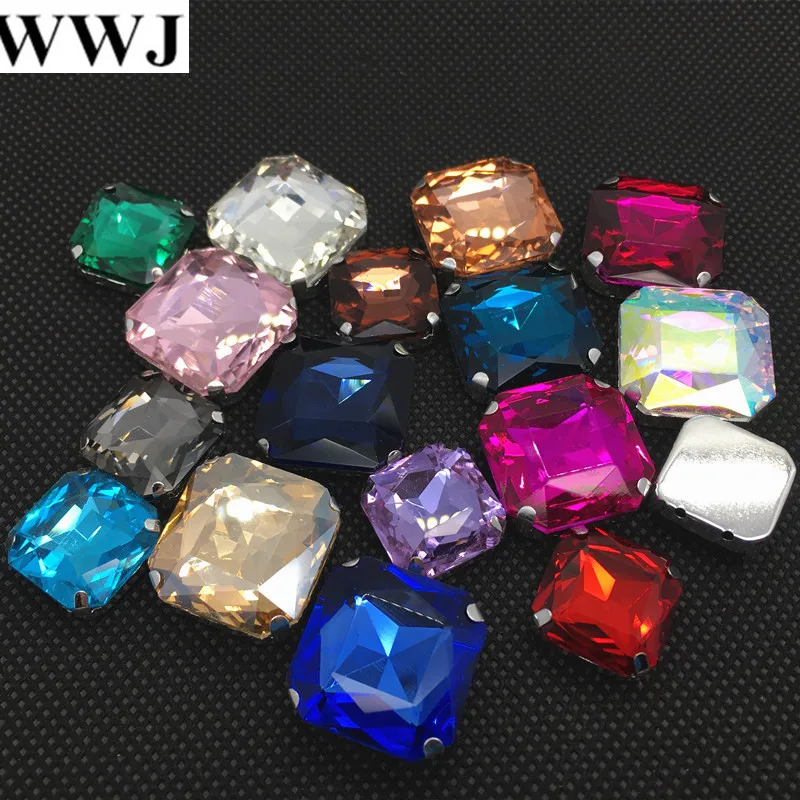 18mm 23mm More Colors Square Octagon Crystal Beads Pointback,18x18mm 23x23mm Fancy Stone With Metal Claw Setting