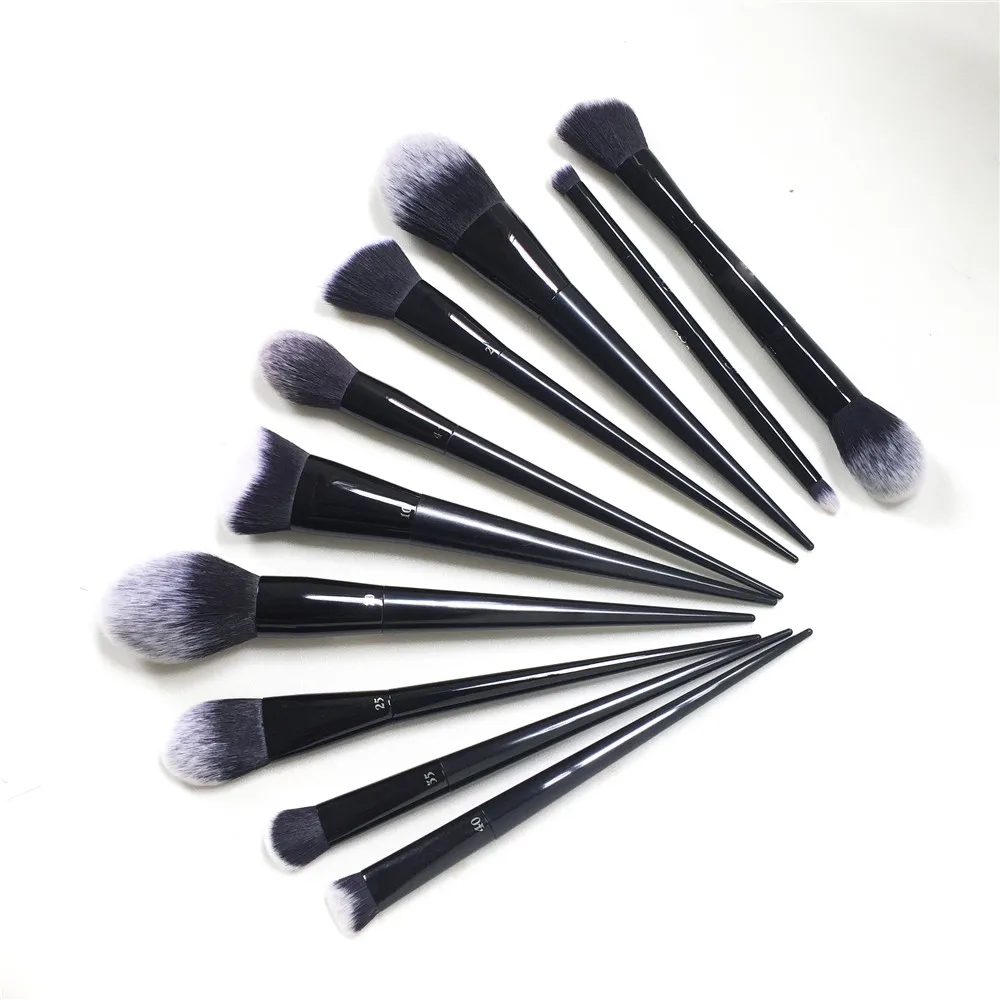 Ensemble de pinceaux de maquillage noirs pour cosmétiques, ombre et lumière, poudre, fond de teint, correcteur, ombre à barrage, 10, 20, 22, 25, 35, 40, 1, 2, 4