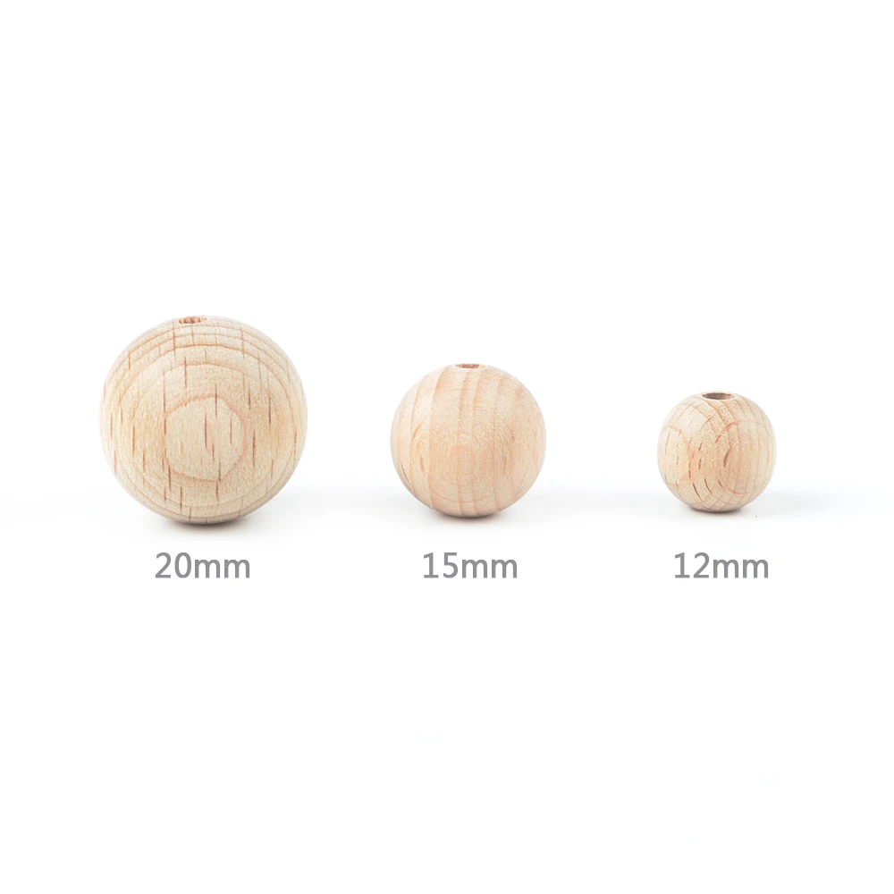 LOFCA 10pcs/lot Wooden Beads  Baby Teether Beads Toy BPA FREE Safe Food Grade Baby Natural Color DIY Jewelry Making ewelry Make