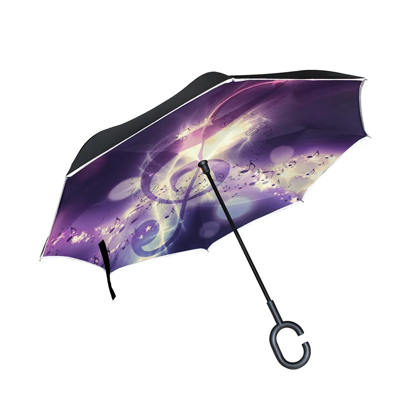 

Music Note Inverted Folding Umbrella Double Layer Umbrella Cloth UV Protection Windproof Rainproof For Women Reverse Umbrellas