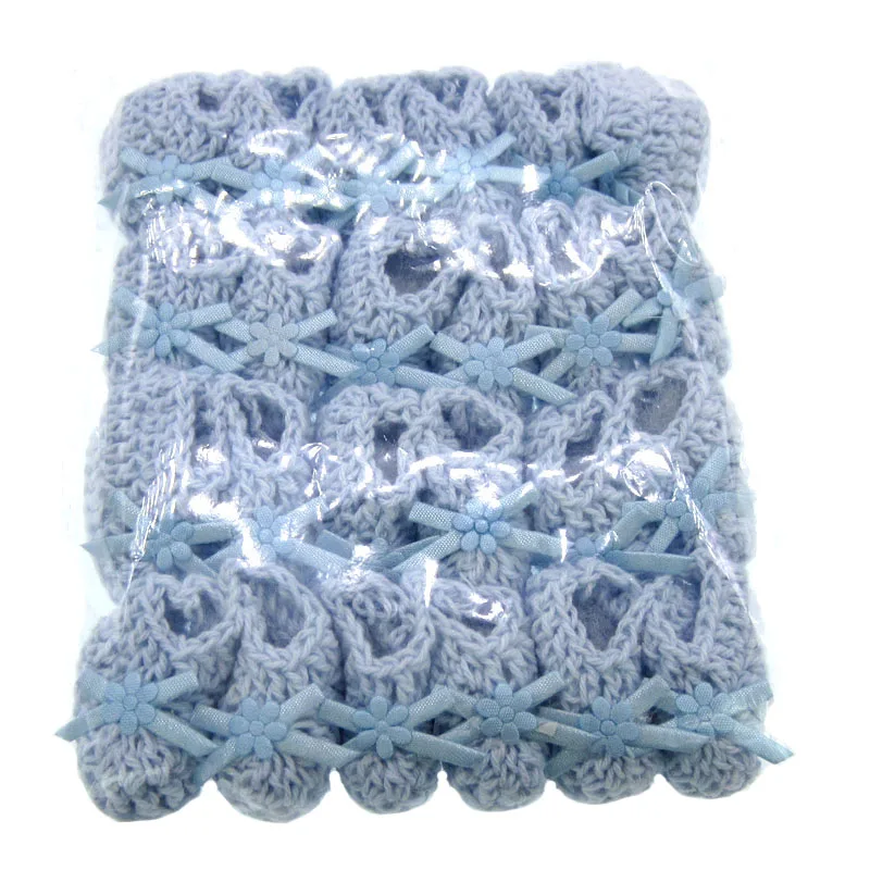 12Pairs Handmade miniature crochet booties For baby shower favors baptism party decorations 2.5 x 4.0cm