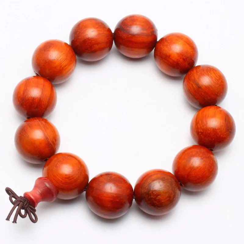 Unisex Natural Rosewood Bracelet Tibet Buddhist Prayer Big Beads Mala Bracelet Buddha Charm Bangle For Men Women Jewelry