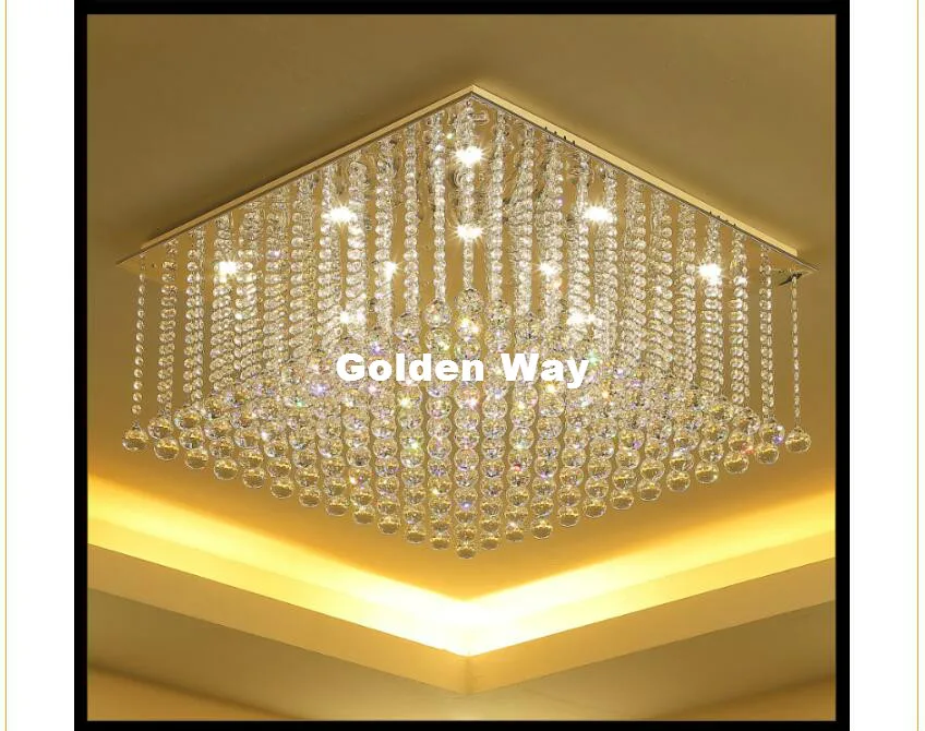 Free Shipping Modern Square Crystal Chandelier For Living Room Luxury Flush Mount GU10 LED AC Crystal Light Lustres De Cristal