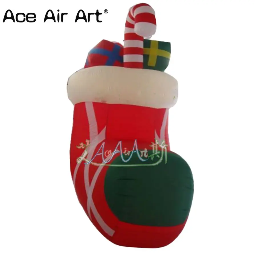 Hot selling giant airblown  Chritmas gifts and candy sticks in Christmas stockings inflatable party decor