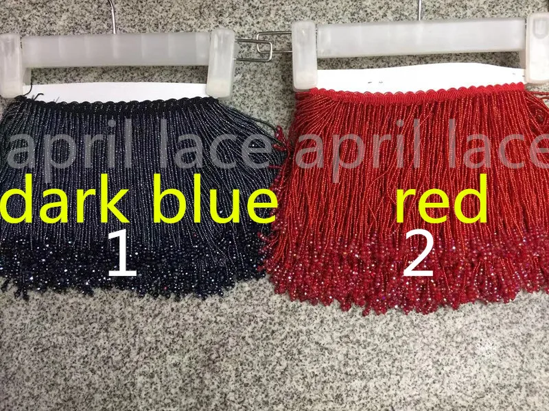 DX0013 #  5 yards /bag 15cm dark blue/ red  round beads pendant satin ribbon fringe tassel for garment/decorative/wedding dress