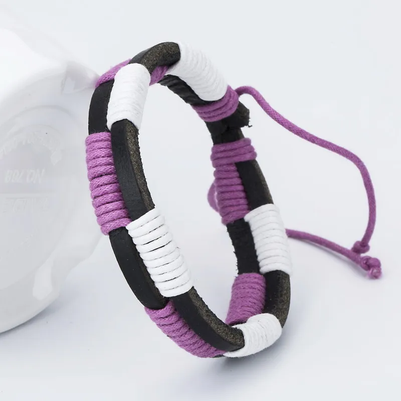 XQNI موضة قابل للتعديل اليدوية سحر الجلود الرجال النساء أساور نمط زوجين أساور DIY نسج التفاف الجلود سوار مجوهرات #2