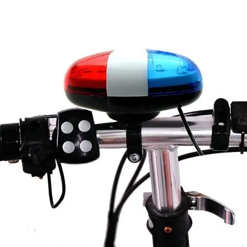 Bicycle  6 LED Light 4 Sounds Trumpet Electonic Horns Bell Light Trumpet MTB Super Loud Siren Police Sound Style Cycling Parts