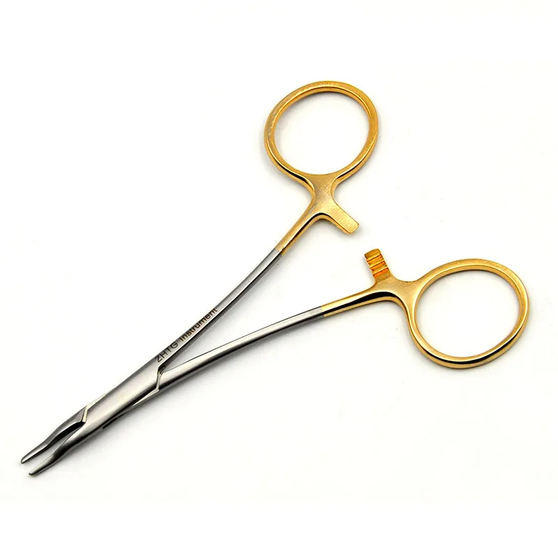 Gold Handle Nose Needle Clamp 12.5cm Stainless Steel Nose Elbow Needle Clipper