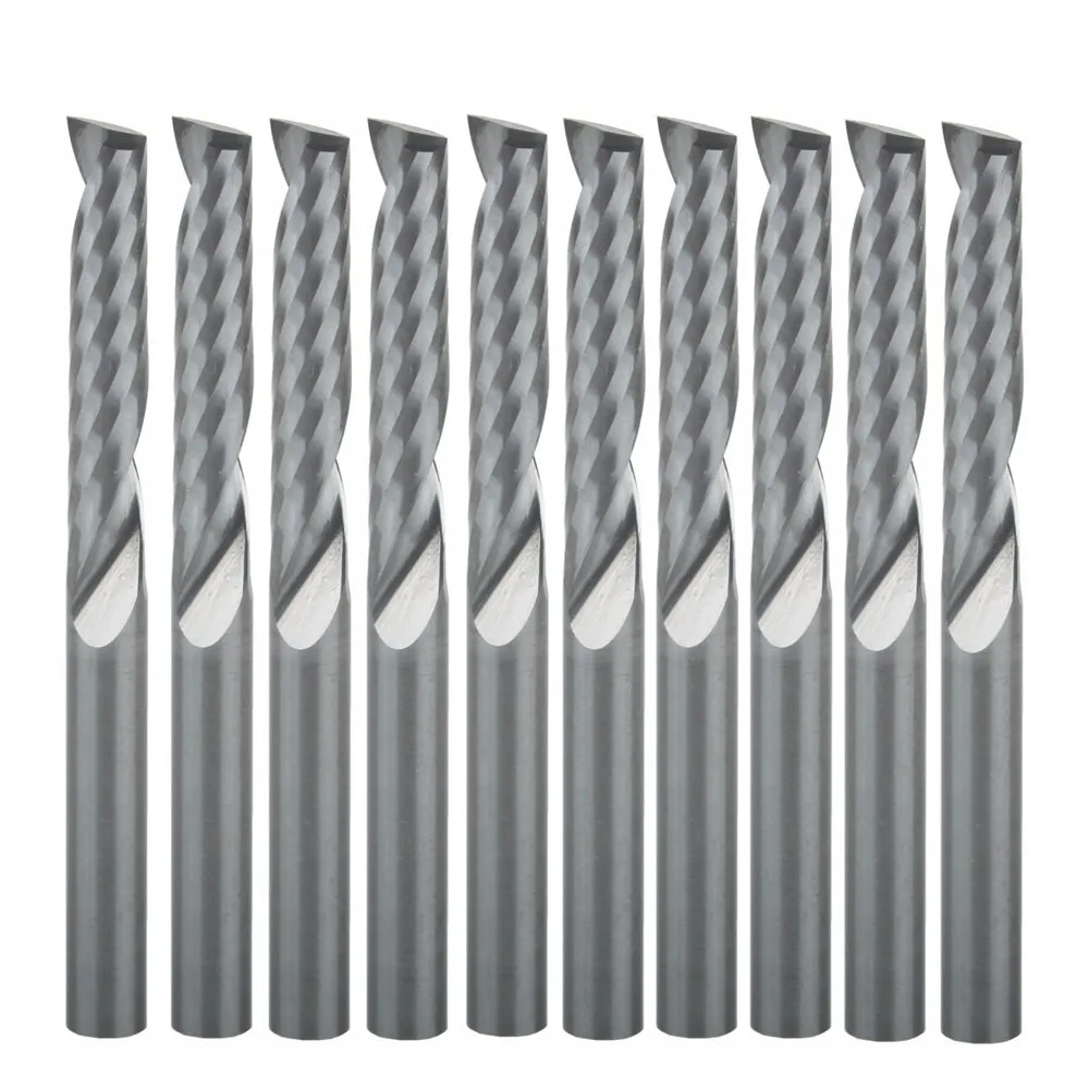 10Pcs 4x22mm Single Flute Bit Carbide End Mill Set, CNC Router End Mills for Wood Cutter Milling