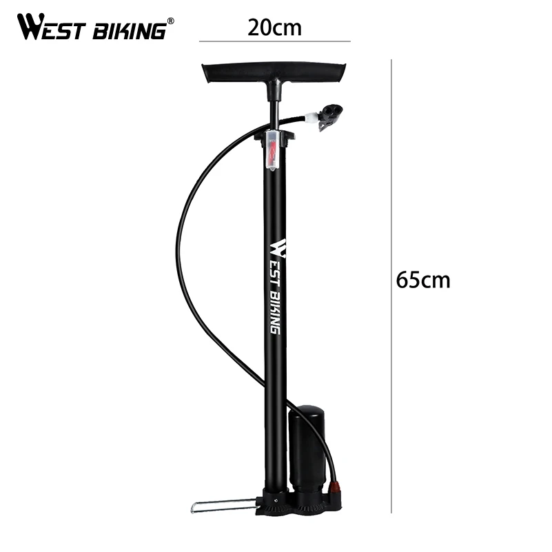 WEST BIKING 150Psi Bike Pump High Pressure Foot Booster Pump Cycling Tire Inflator Presta Schrader Valve Bicycle Accessories