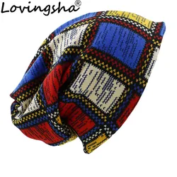 LOVINGSHA Brand Dual-use Winter Autumn Hats For Women Ladies thin Skullies Beanies Vintage Design Women Scarf Face Mask HT040