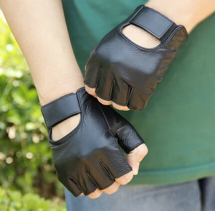 

women's fashion 100% Genuine leather semi-finger gloves male men's summer slip-resistant mitring ride semi-finger gloves