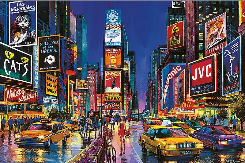 New York Times Square The wooden puzzle 1000 pieces ersion  jigsaw puzzle white card adult children's educational toys