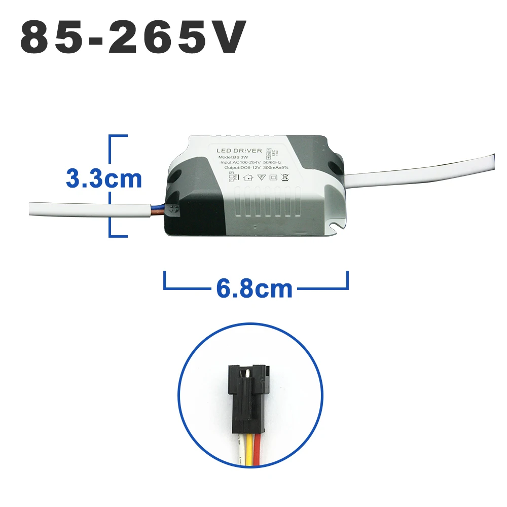 AC85-265V LED Driver Three Colors Constant Current 300mA Output 1-60W Variable Light Power Supply External or LED Ceiling Lamp