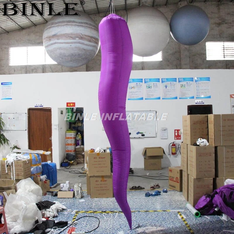 Hanging party club stage props curl inflatable pillar with led light fire style inflatable column for indoor outdoor decoration