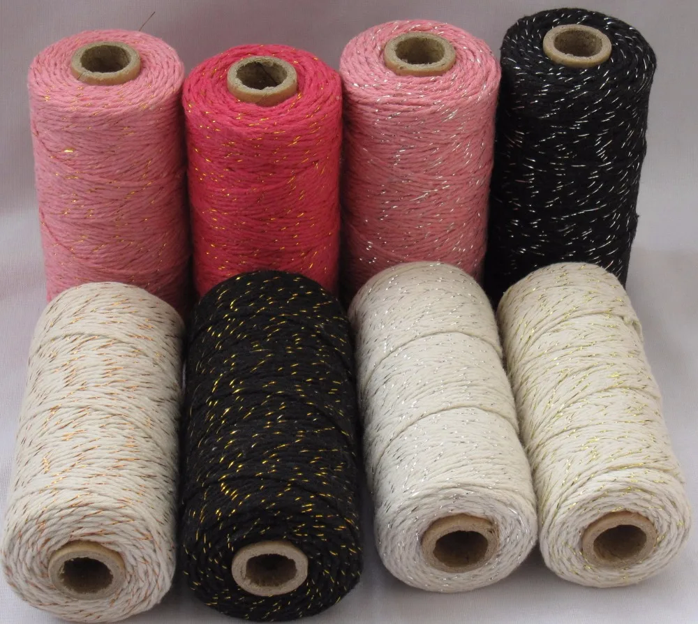 3 pieces add all kinds  metallic Cotton Baker twine for gift packing (11 kinds color),gold twine,sliver twine,copper twine