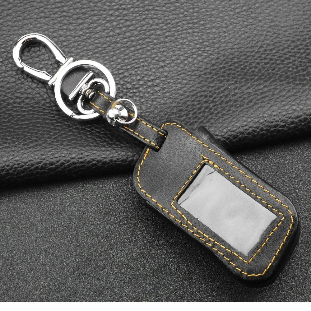 jingyuqin New A93 Leather Case For Starline A93 A63 Car alarm Remote Controller LCD Keychain Cover