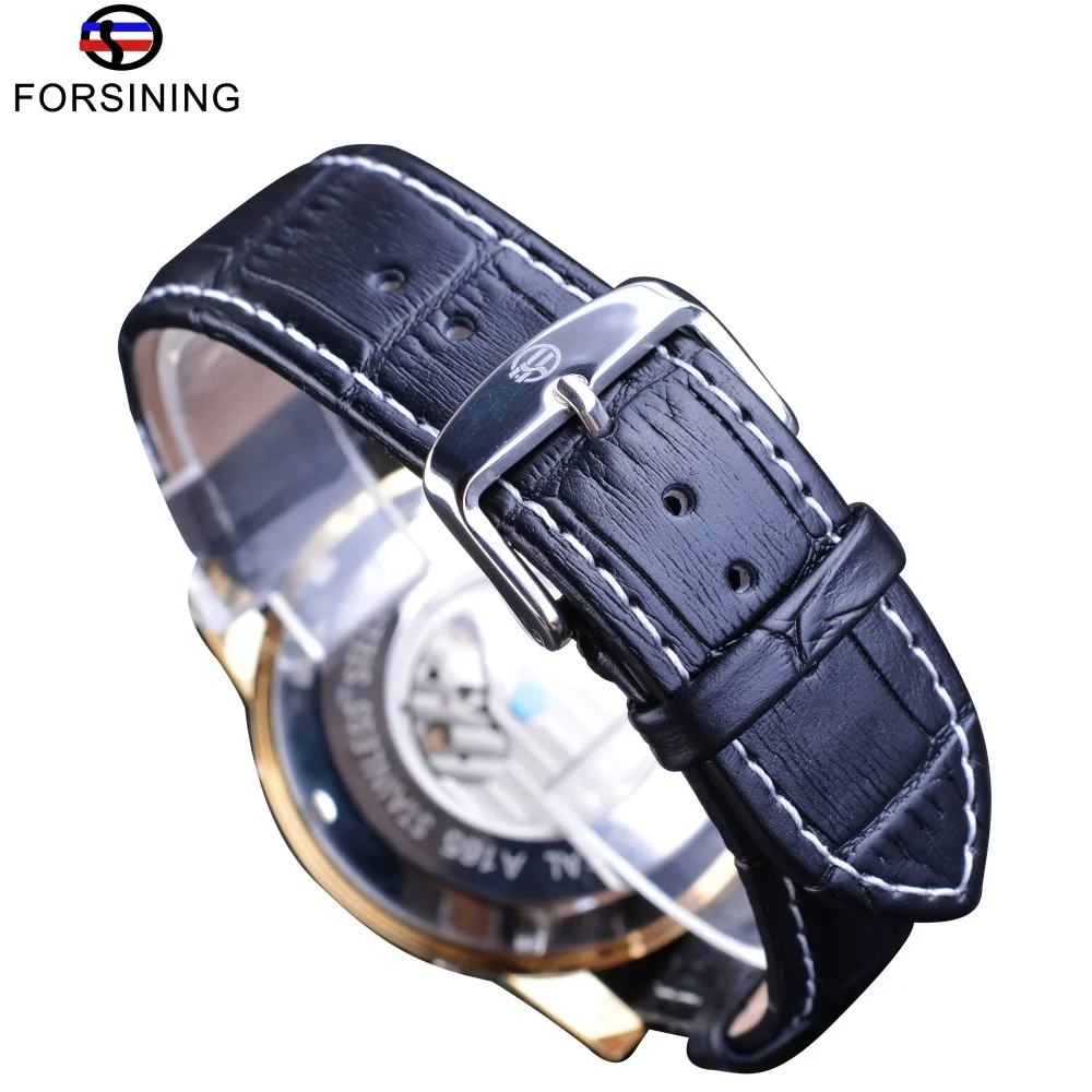 Imagem -05 - Forsining-relógio de Pulso Automático Masculino Moldura Dourada Turbilhão Relógio Masculino Marca de Topo Luxo Mecânico Moda