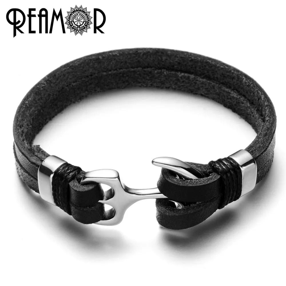 REAMOR 316L Stainless steel Anchor Connectors Charms Fit Men Bracelet & Necklaces Pendant Jewelry Making Findings Wholesale