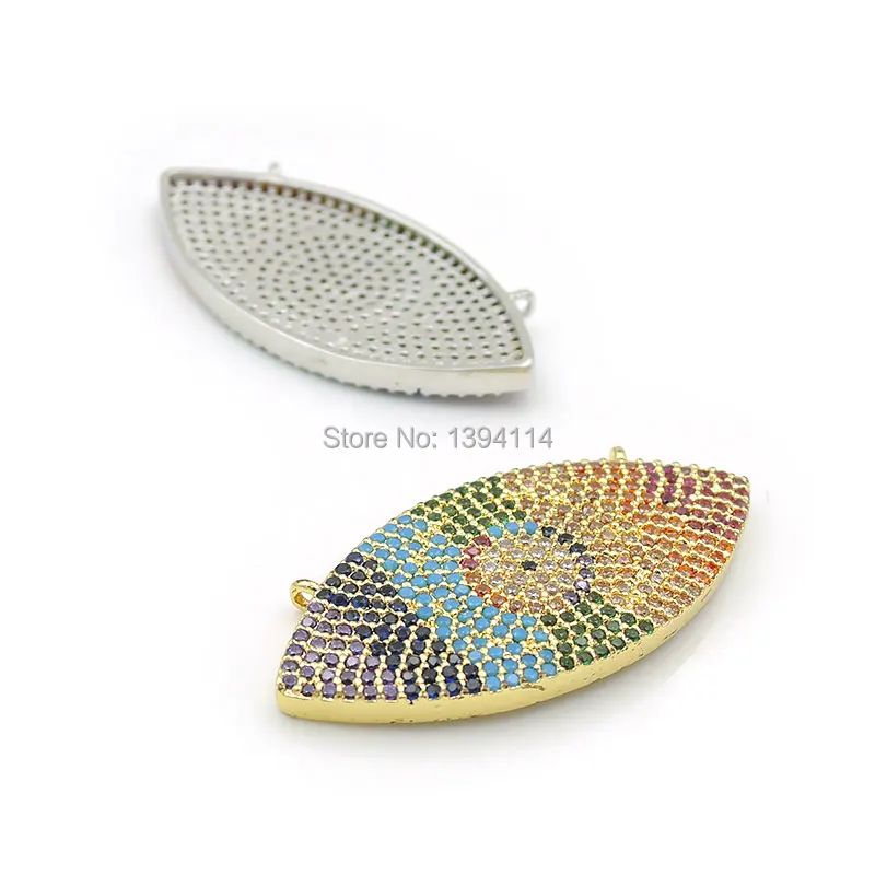 35*17*2mm Micro Pave CZ Of Mixing Colors Eye Charm Of Double Circles Fit For Women As Necklaces Accessory