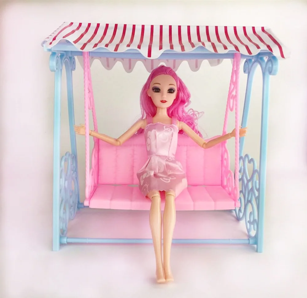 One Set Doll Accessories Princess Cute Garden Swing For 1/6 BJD Doll 30cm Doll furniture Pretend Play Toys for Girl Doll Toy