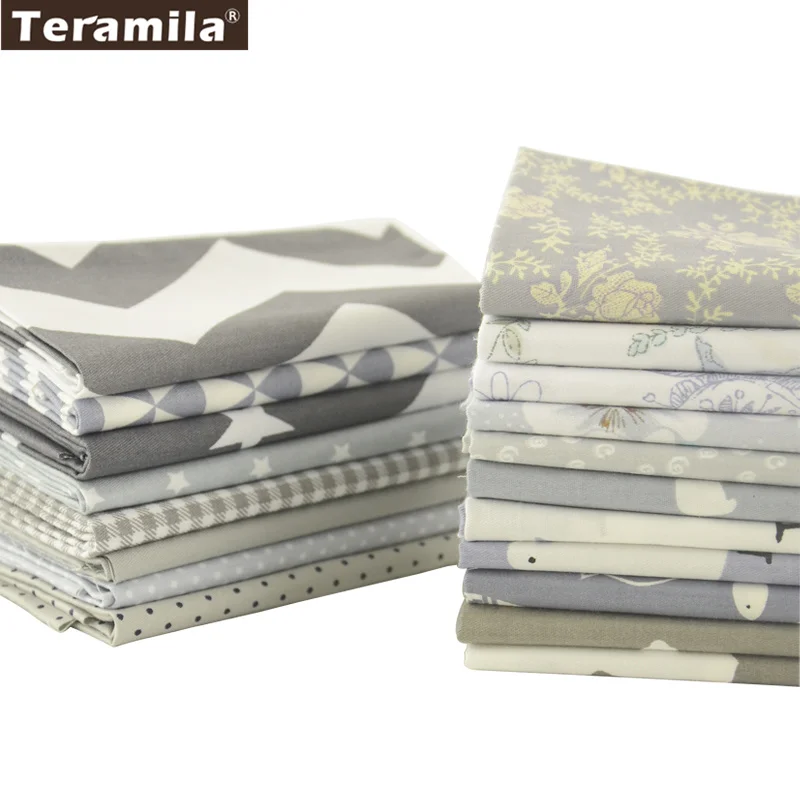 Teramila Dense and Soft Twill Cotton Fabric Gray and White Color Sewing Clothing Bedding Decoraion Quilting Tecido  By the Meter