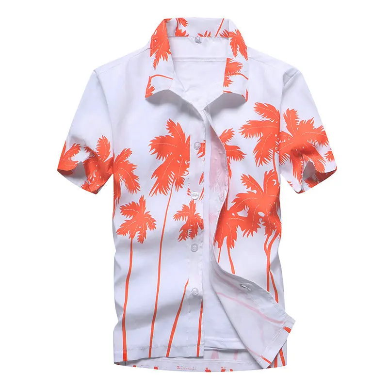 Mens Hawaiian Shirt Male Casual camisa masculina Printed Beach Shirts Short Sleeve 2019 New Free Shipping Asian SizeM-5XL