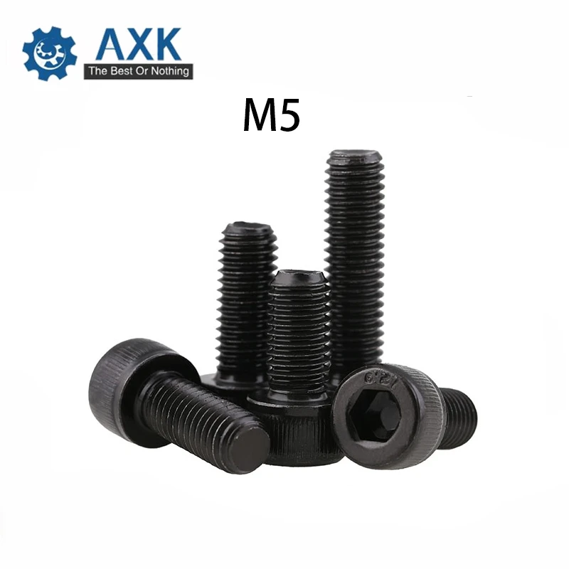 Head Cap Bolts Hex Socket Alloy Steel Black Mm M5*(6/8/10/12/14/15/16/18/20/22/25~60 Machine Screws Din 912 M5 Stainless Round