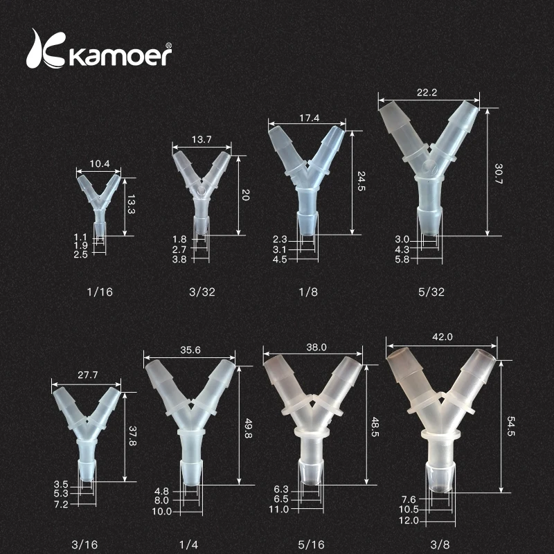 Kamoer Peristaltic Pump Connectors 1/4 1/8 1/16 3/32 3/16, etc. Y Type L Type T Type Joints for Silicone BPT Norprene Tubing