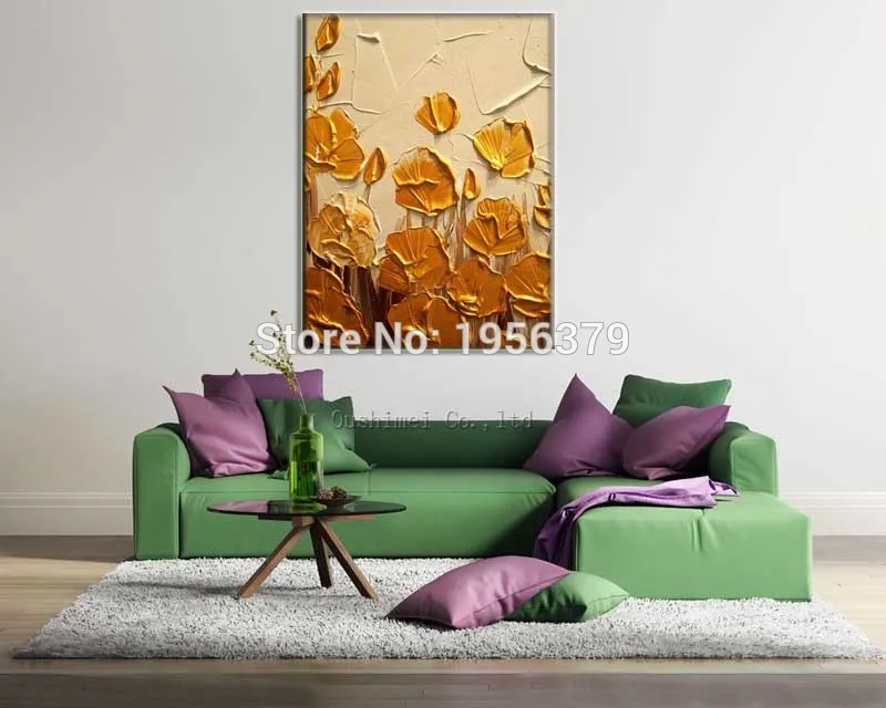 The Beautiful Yellow Golden Knife Petal Painting Factory Price Handmade Oil Painting on Canvas Flower Wall Art Pictures