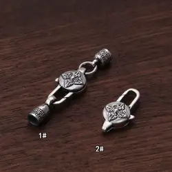 100% 925 Silver Tibetan Six Words Jewelry Clasps Buddhist Vajra Dorje Necklace Clasps Tibetan OM Mantra Bracelet Clasps