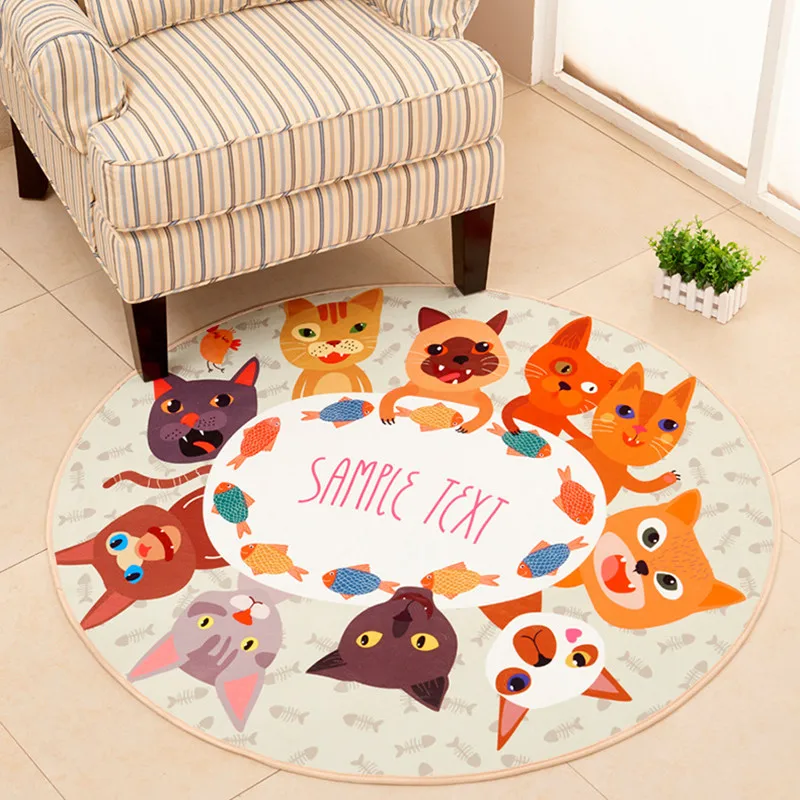 

European Cartoon Round Carpet For Living Room Bedroom Rugs And Carpets Child Room Computer Chair Floor Mat Cloakroom decor Ru